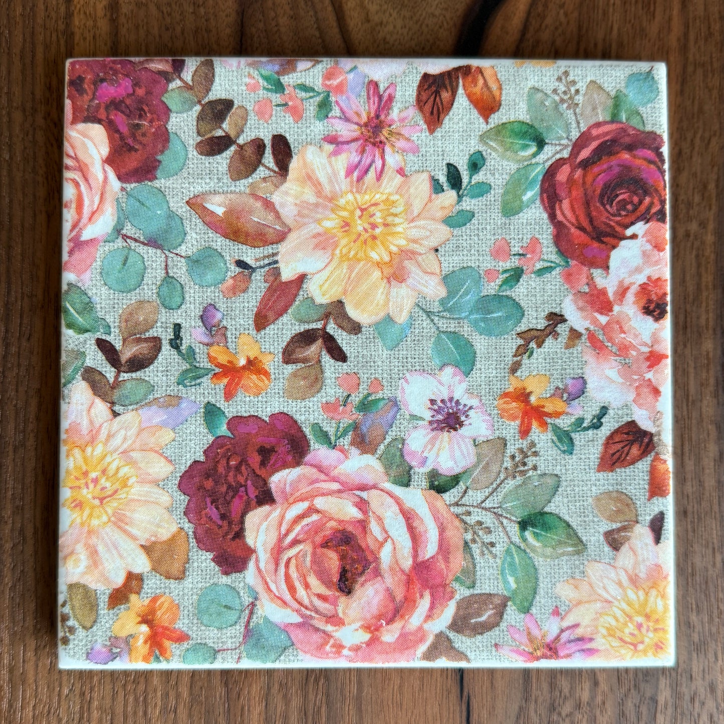 Heirloom Floral Ceramic Trivet