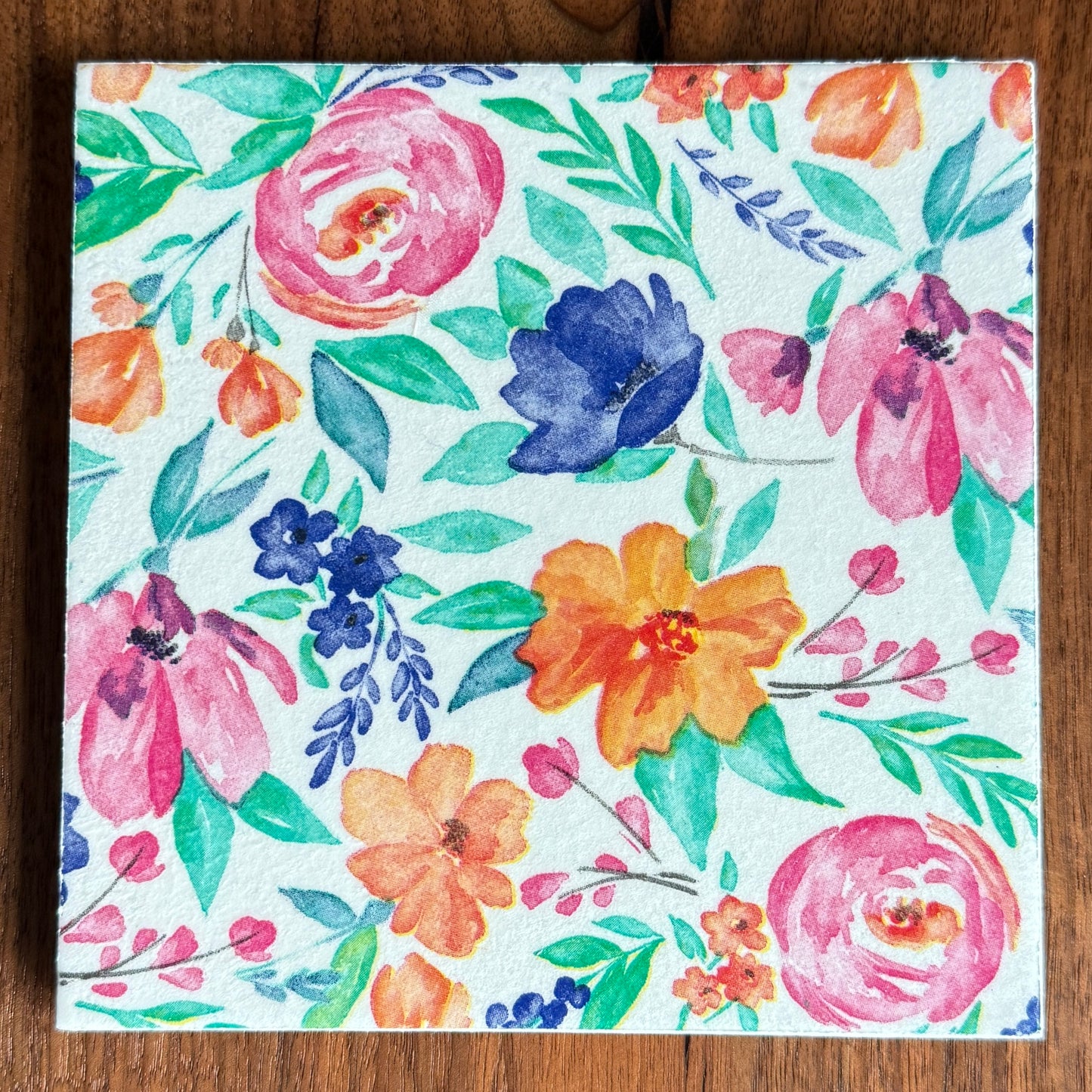Cheery Morning Floral Ceramic Trivet