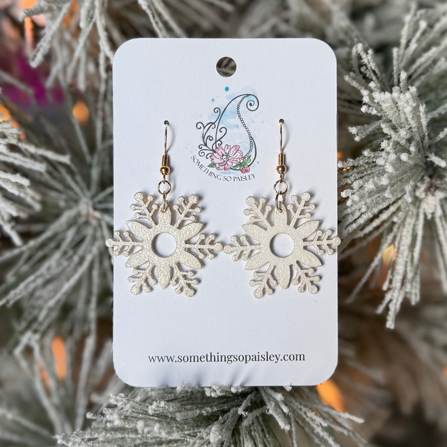 Pearly Glitter Snowflake Earrings #12