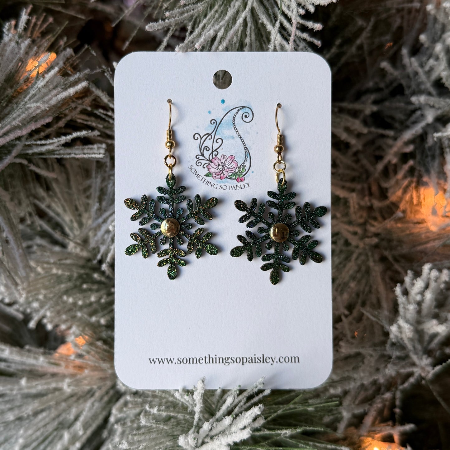 Iridescent Glitter Snowflake Earrings #17
