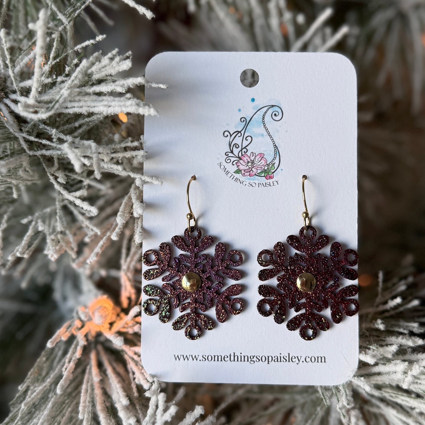Iridescent Glitter Snowflake Earrings #20