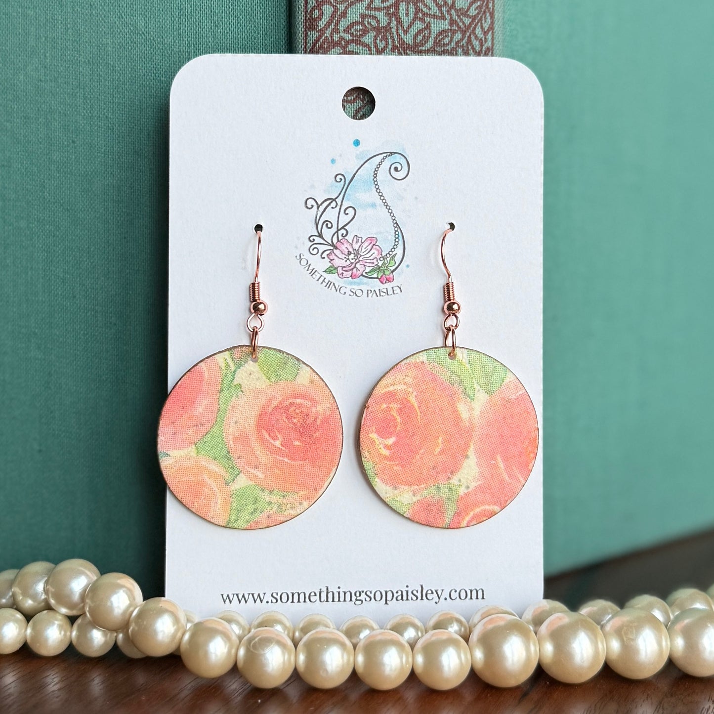 Tea Rose Small Circle Earrings