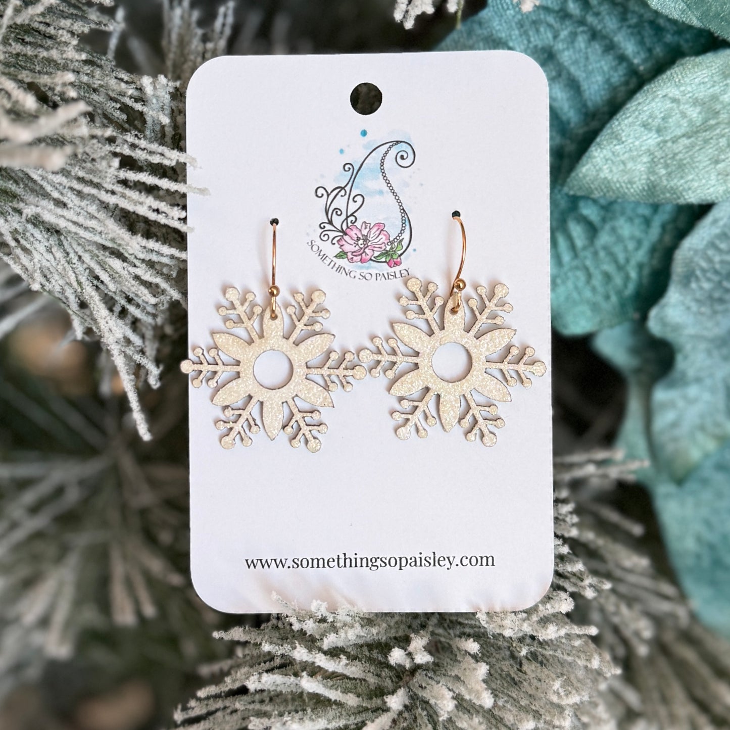 Pearly Glitter Snowflake Earrings #33