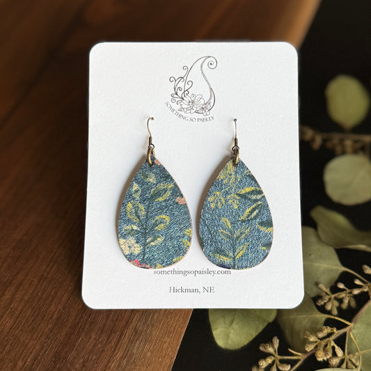 Embroidered Denim Earrings