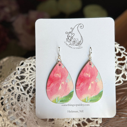 Pink Peony Earrings