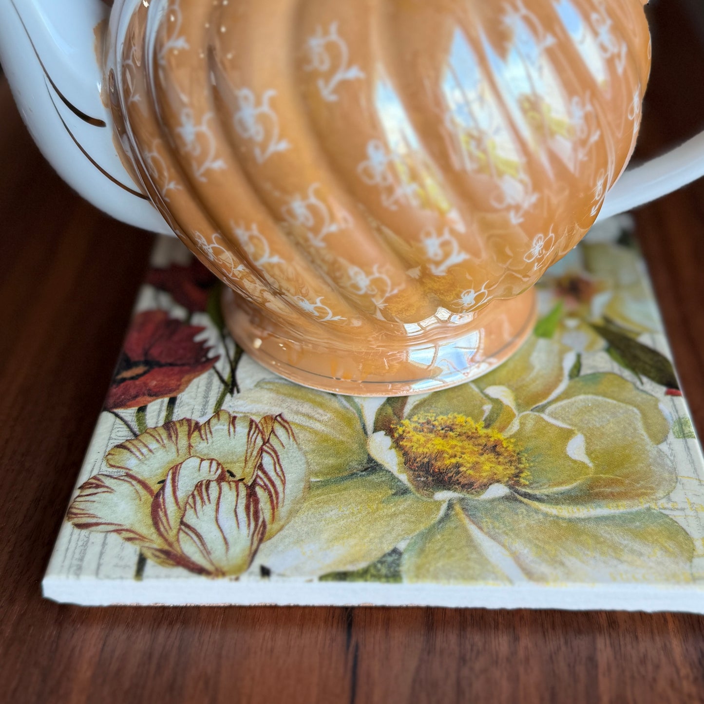 Peony & Tulips Ceramic Trivet