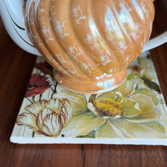 Peony & Tulips Ceramic Trivet
