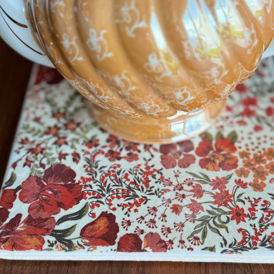 Rustic Warm Floral Ceramic Trivet