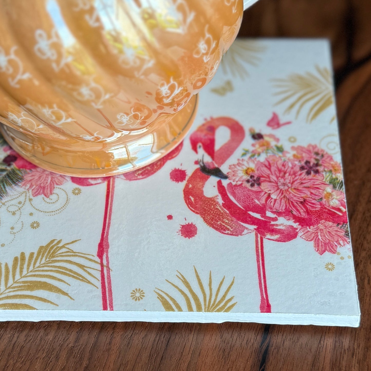 Floral Flamingos Ceramic Trivet