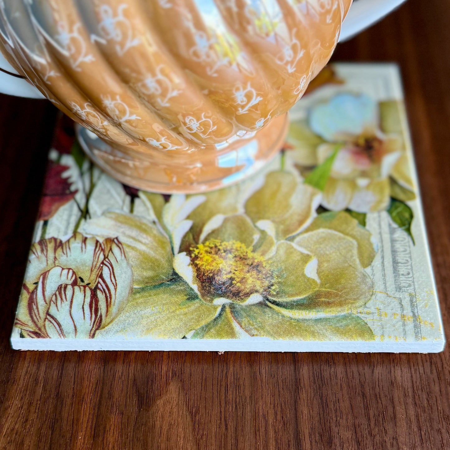 Peony & Tulips Ceramic Trivet