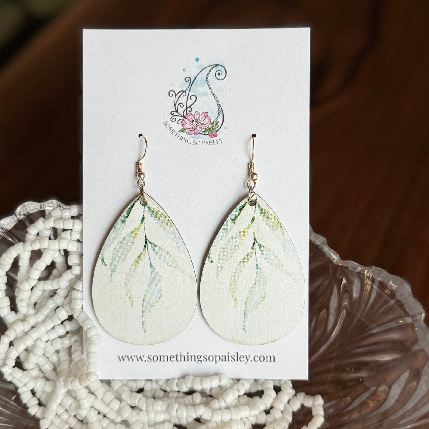 Watercolor Leaf Earrings