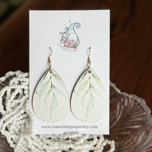 Watercolor Leaf Earrings