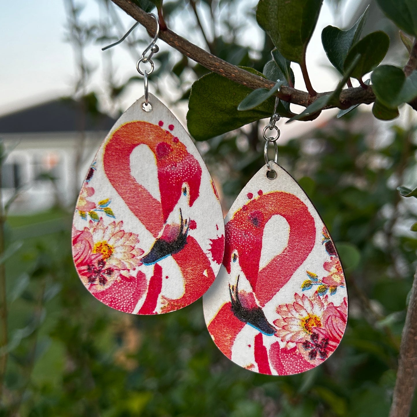 Floral Flamingo Earrings