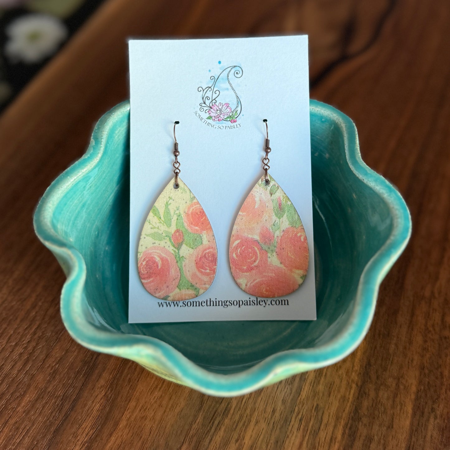 Tea Rose Teardrop Earrings