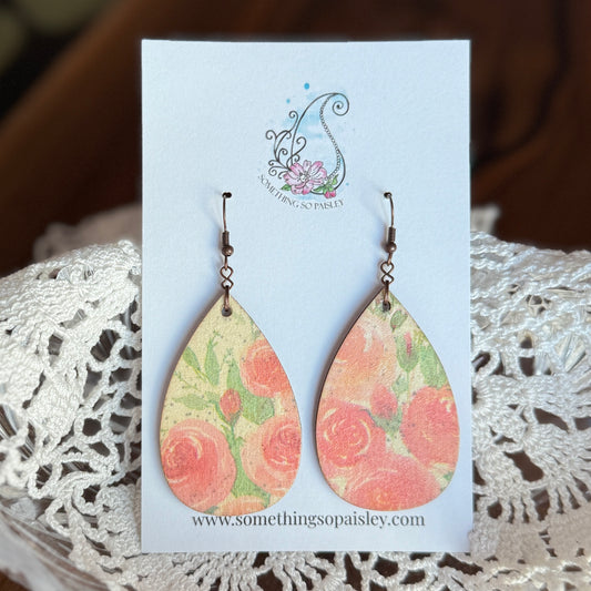 Tea Rose Teardrop Earrings