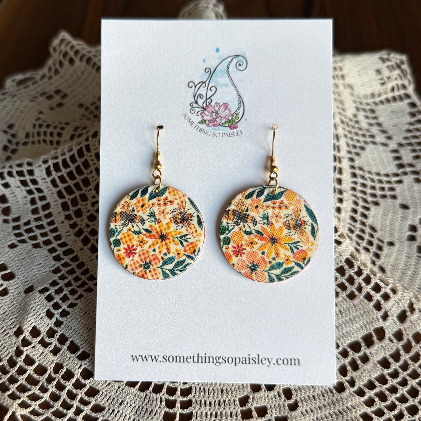 Bees & Blossoms Circular Earrings