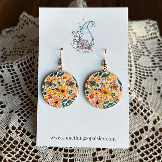 Bees & Blossoms Circular Earrings