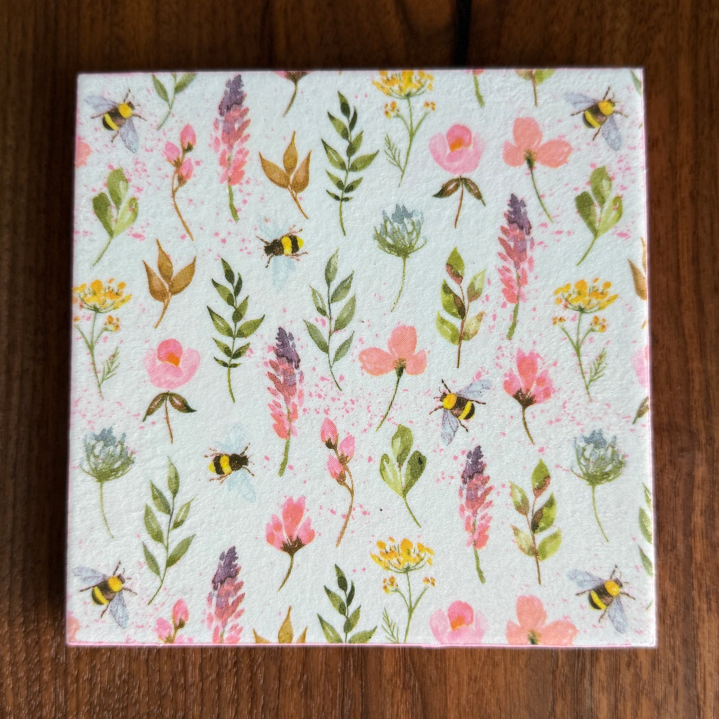 Bees & Wildflowers Ceramic Trivet