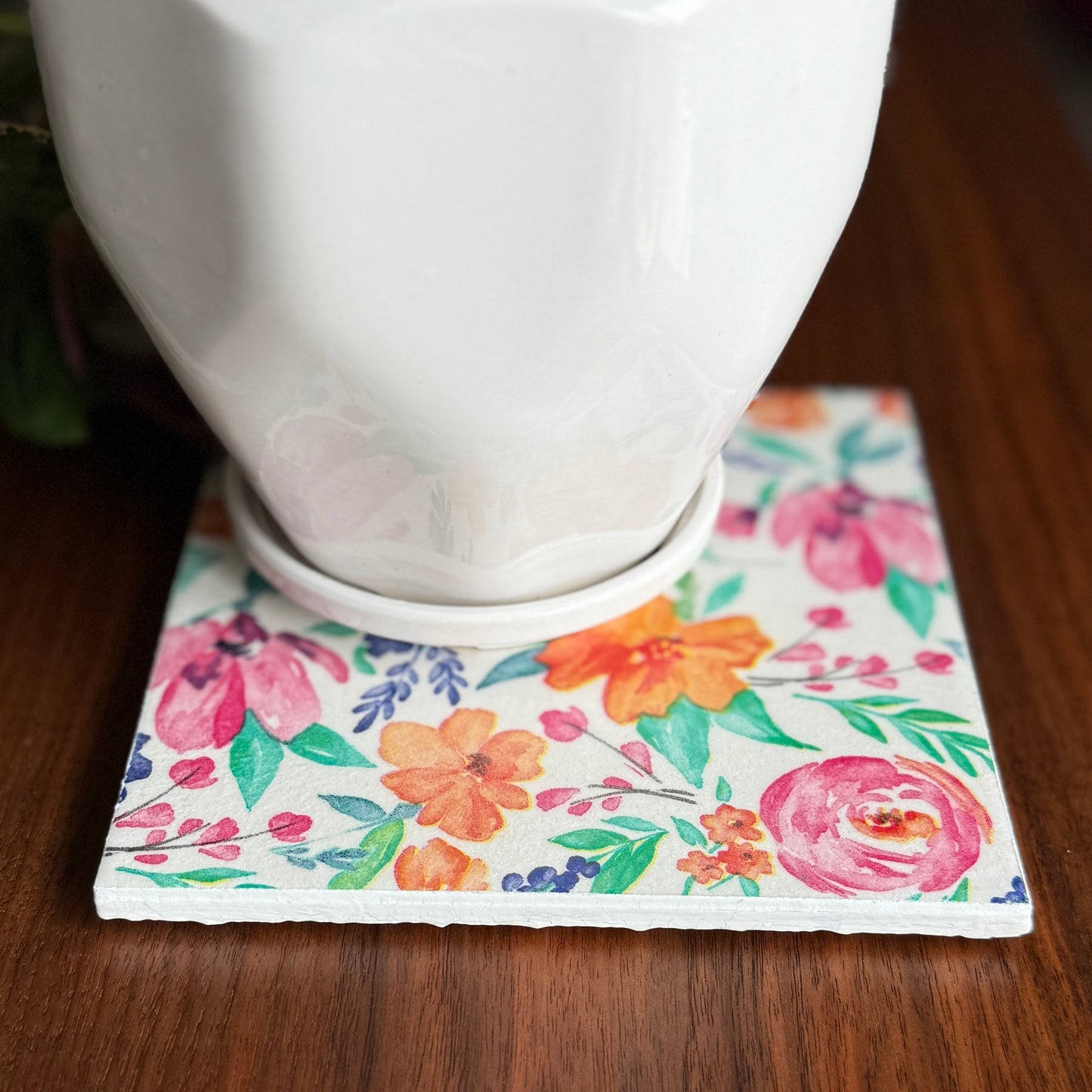 Cheery Morning Floral Ceramic Trivet