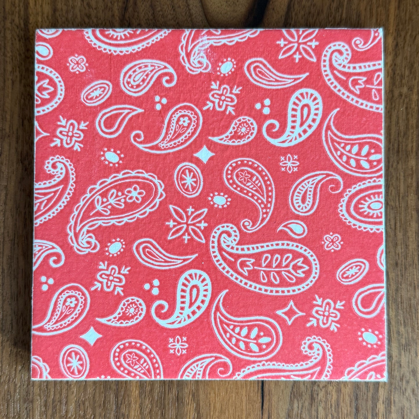 Red Paisley Ceramic Trivet