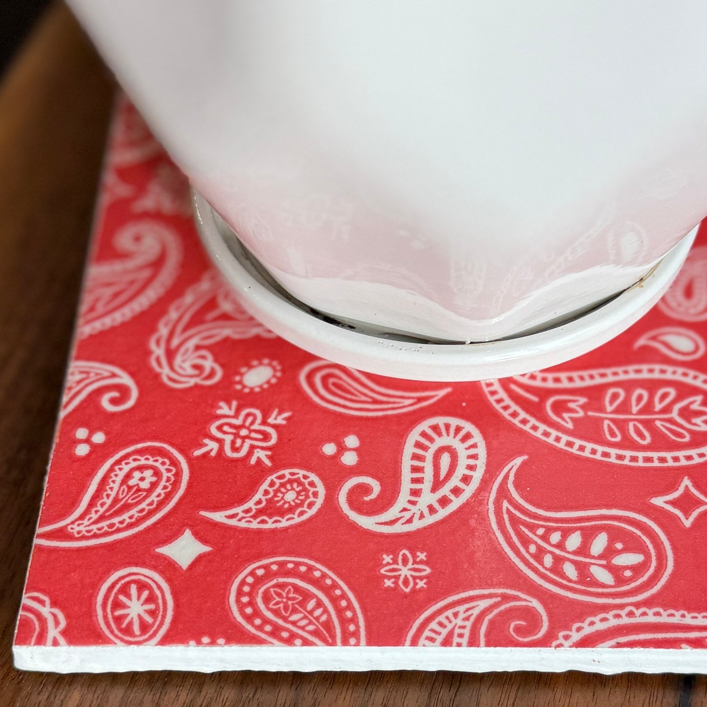 Red Paisley Ceramic Trivet