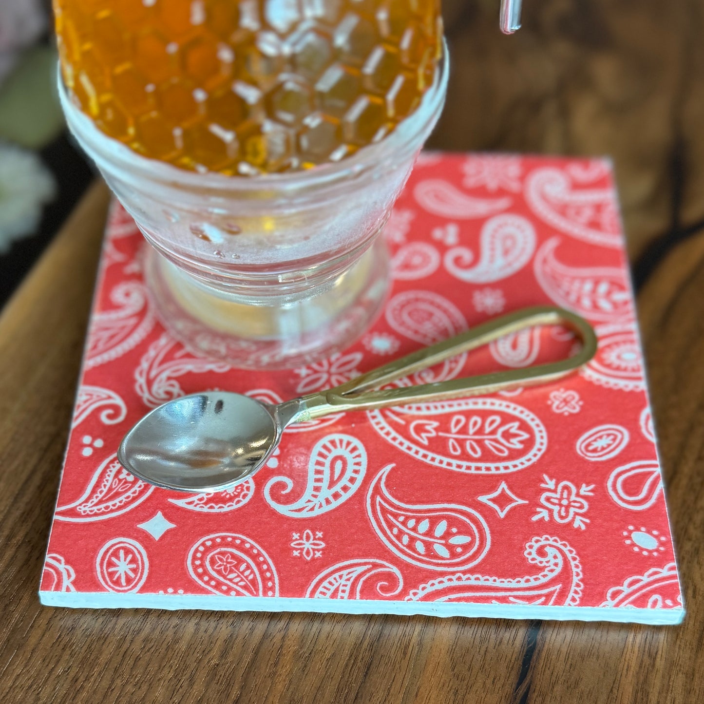 Red Paisley Ceramic Trivet