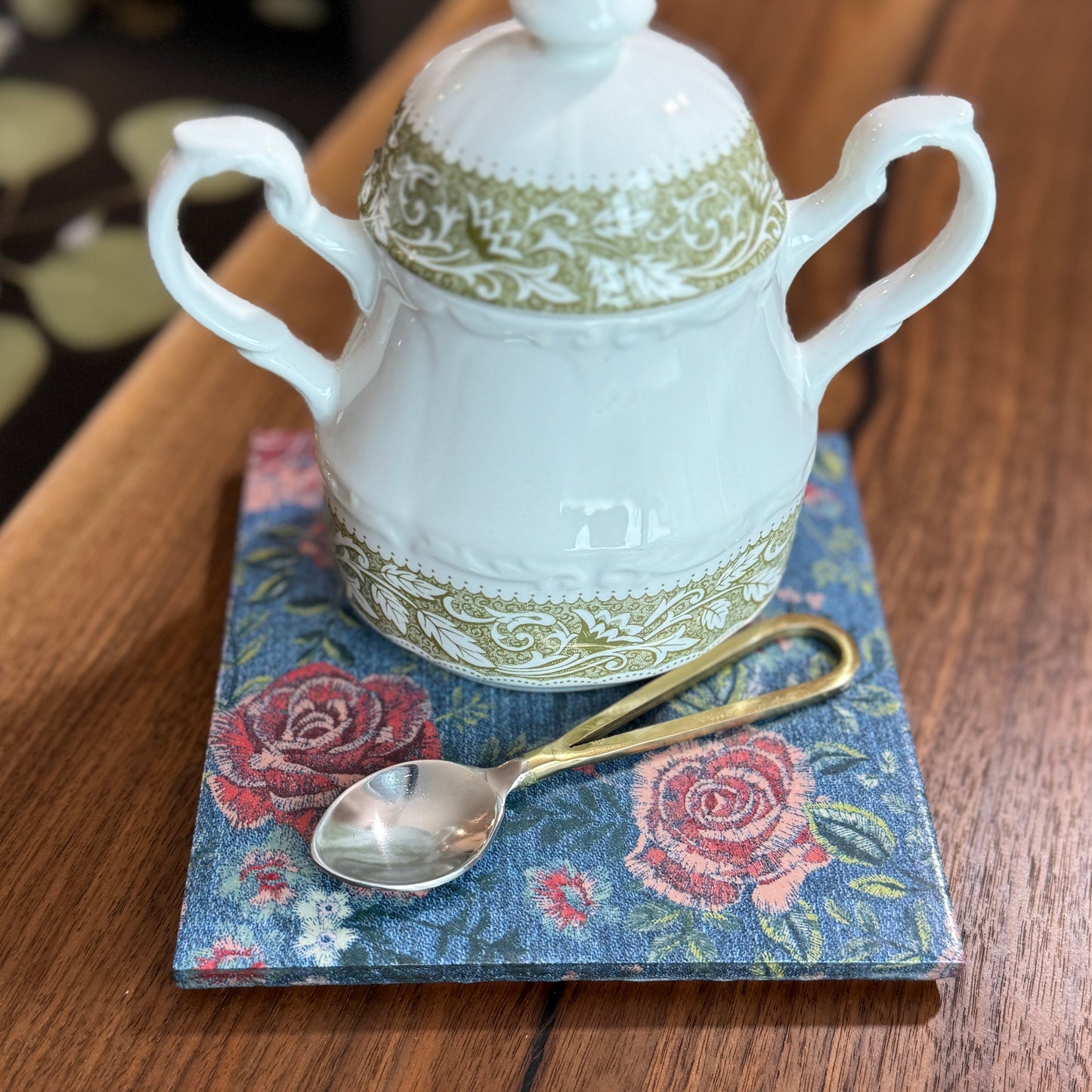 Embroidered Denim Ceramic Trivet