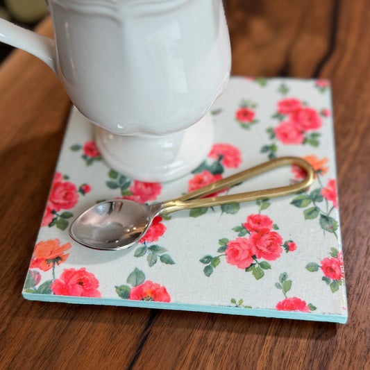 Vintage Rose Ceramic Trivet