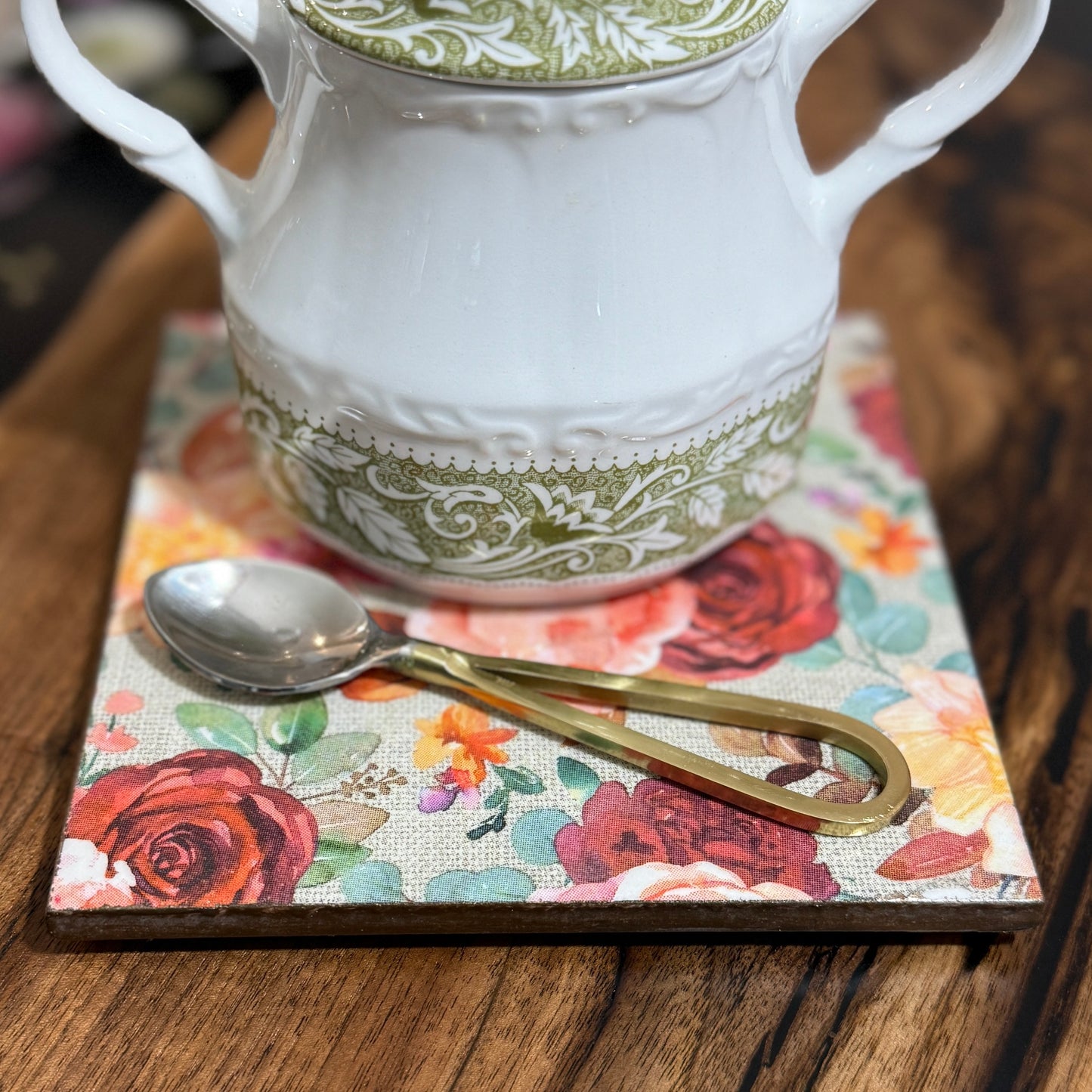 Heirloom Floral Ceramic Trivet