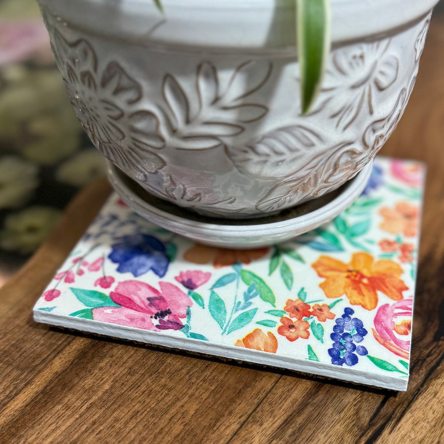 Cheery Morning Floral Ceramic Trivet