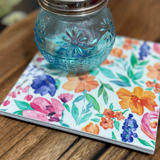 Cheery Morning Floral Ceramic Trivet
