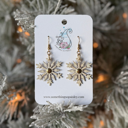 Pearly Glitter Snowflake Earrings #11