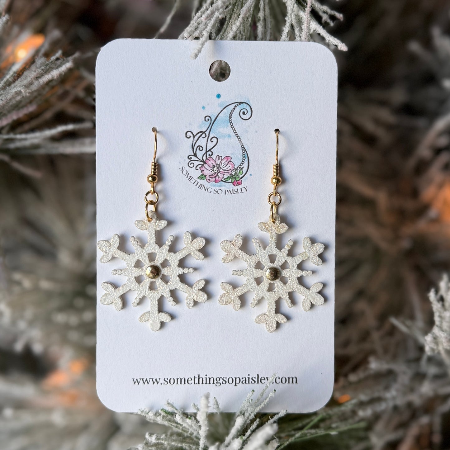 Pearly Glitter Snowflake Earrings #13