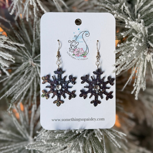 Iridescent Glitter Snowflake Earrings #16