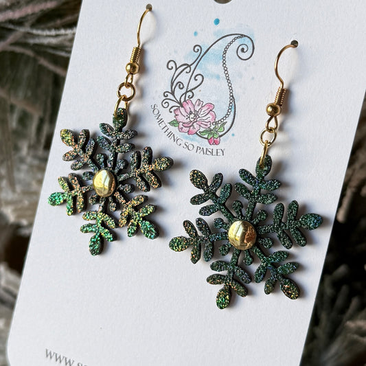 Iridescent Glitter Snowflake Earrings #17