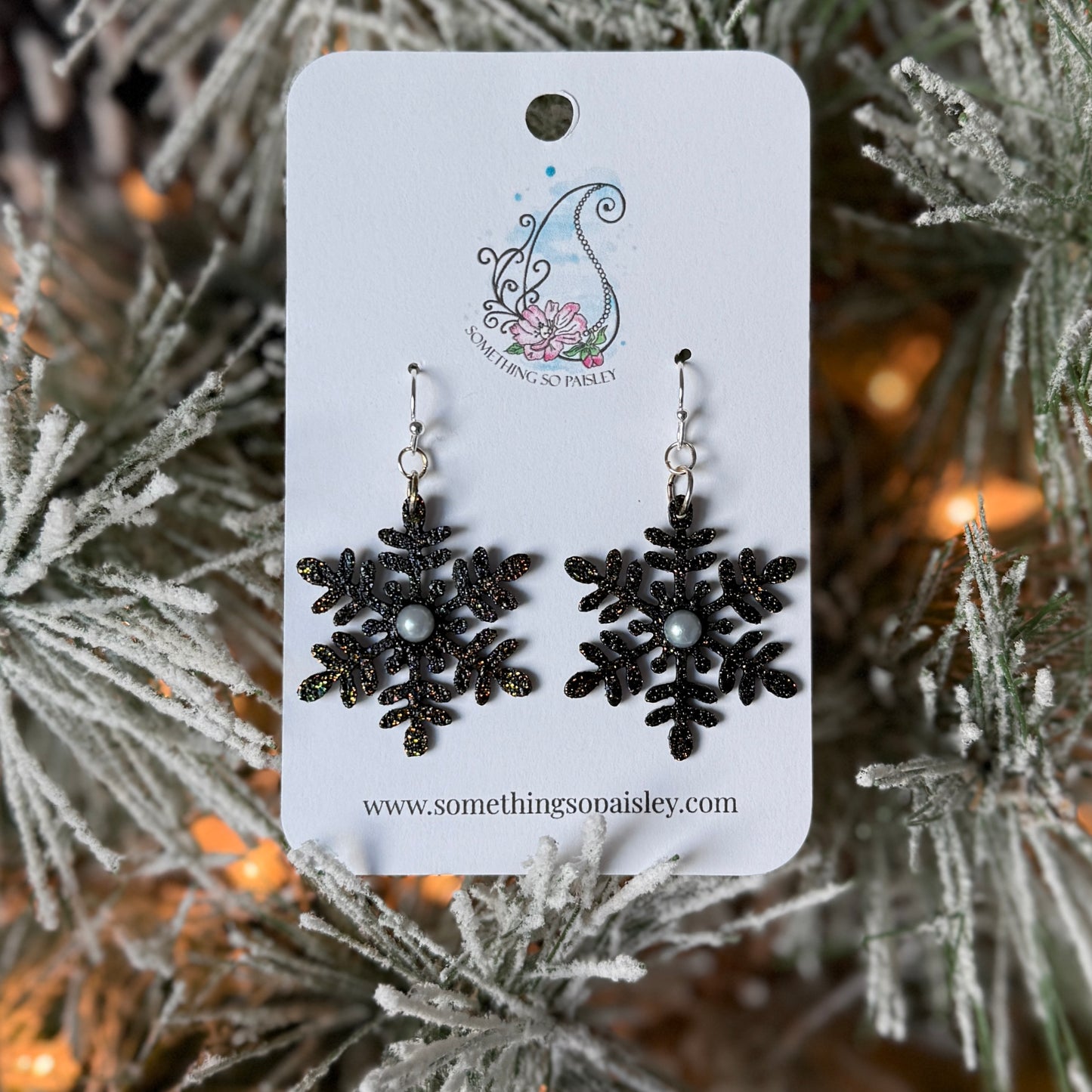 Iridescent Glitter Snowflake Earrings #19