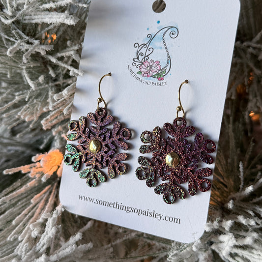 Iridescent Glitter Snowflake Earrings #20
