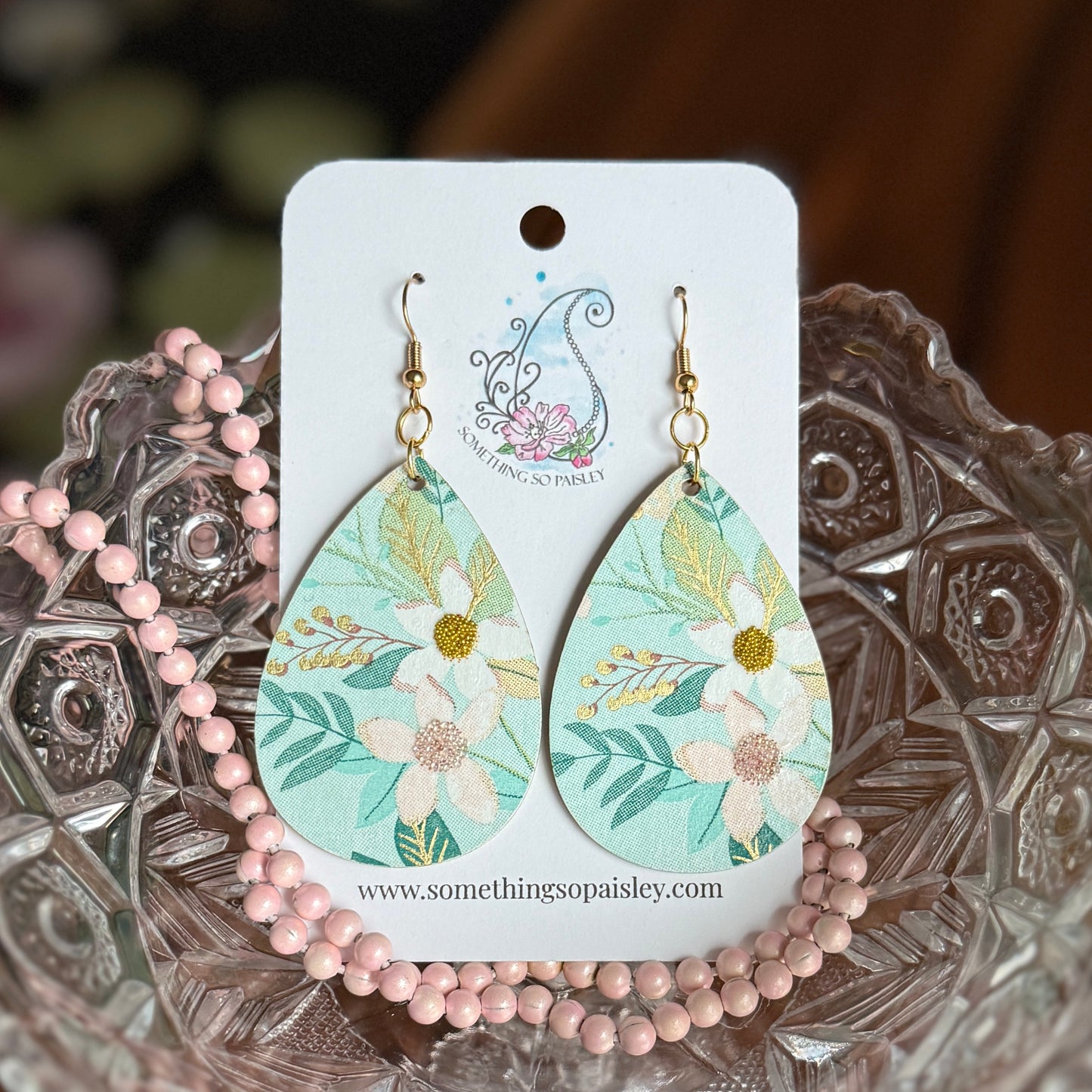 Minty Bouquet Teardrop Earrings
