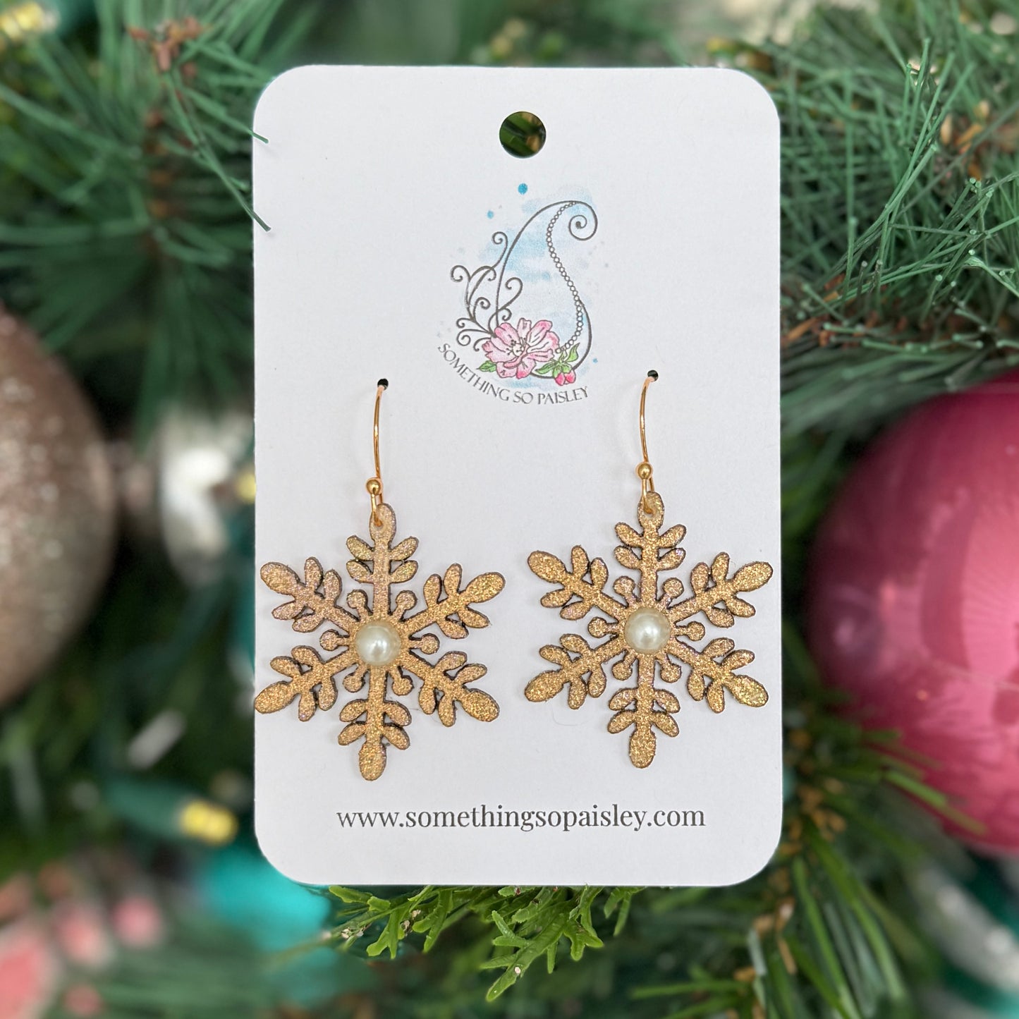 Gold Pearl Snowflake Earring #34