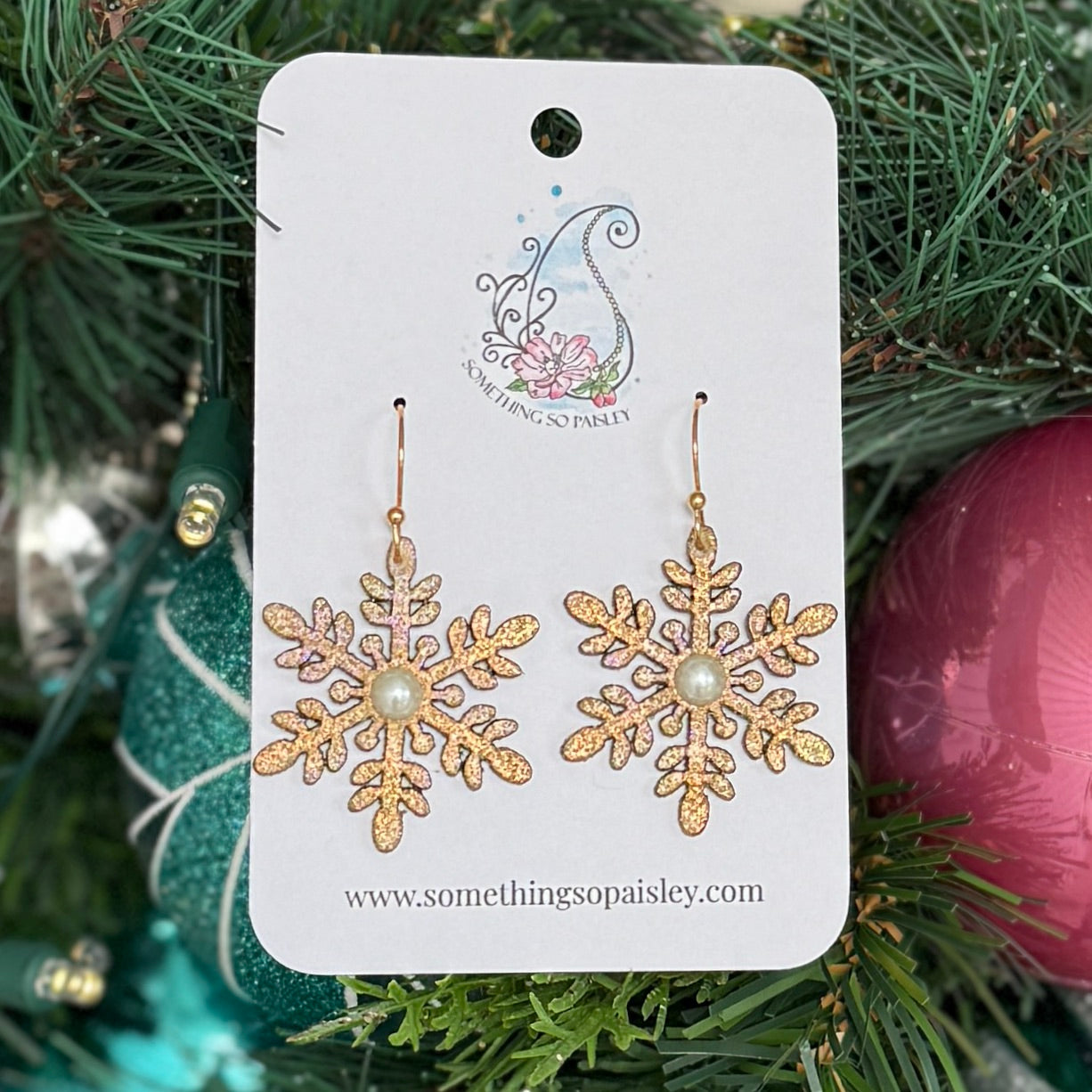 Gold Pearl Snowflake Earring #34