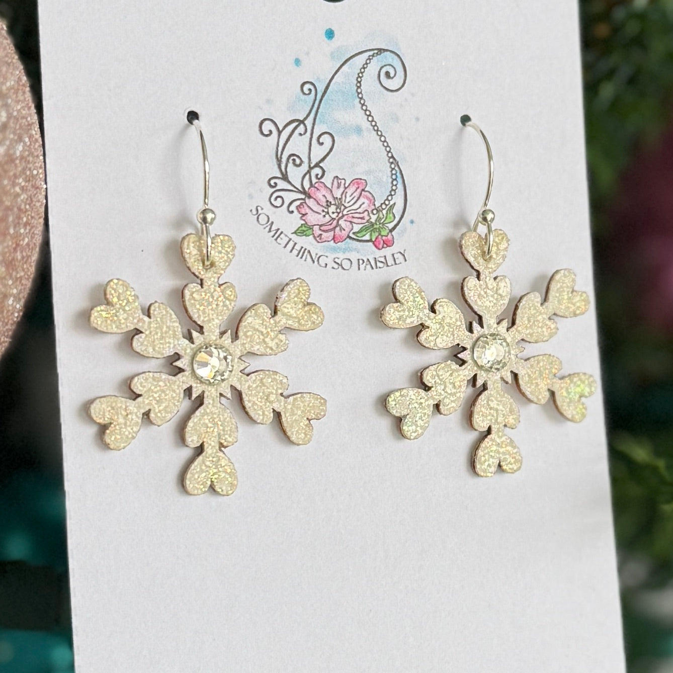 Pearly Glitter Snowflake Earrings # 36