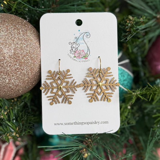Gold Shimmer Snowflake Earrings #37
