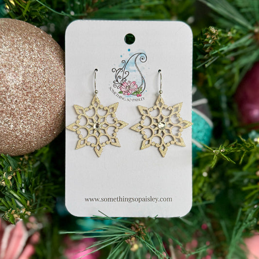 Pearly Glitter Snowflake Earrings #28