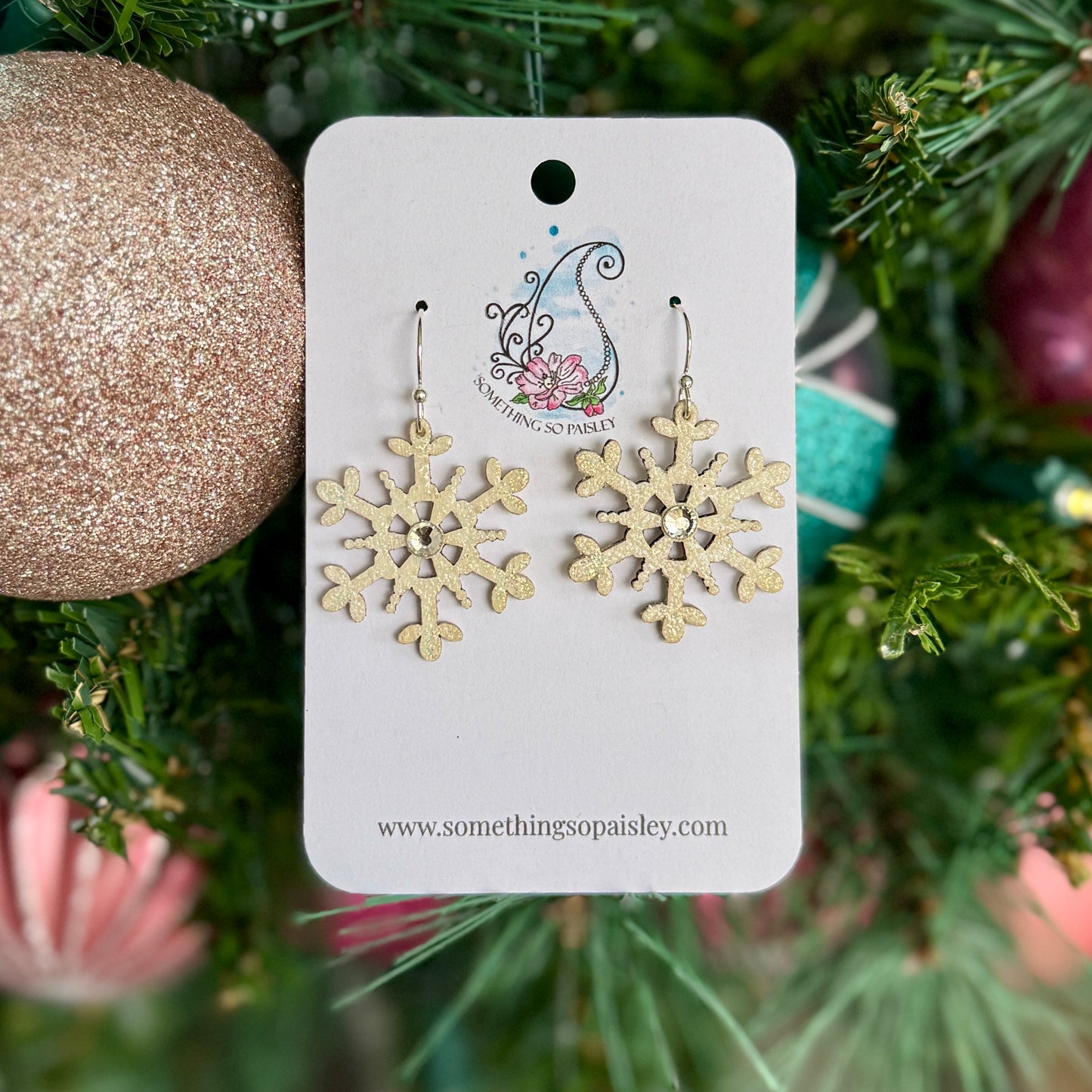 Pearly Glitter Snowflake Earrings #30