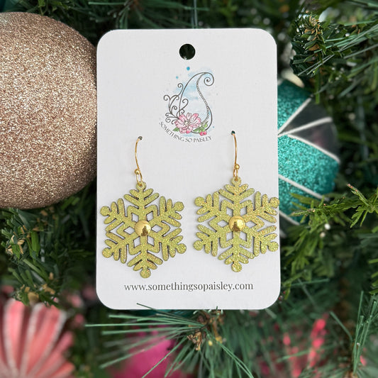 Icy Lime Snowflake Earrings #24