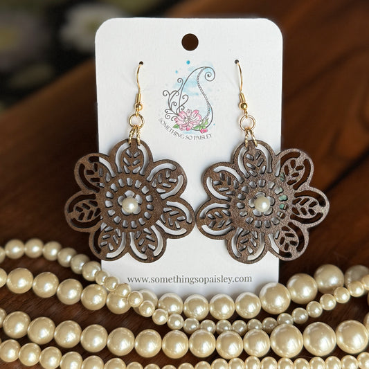 Chocolate Brown Flower Earrings