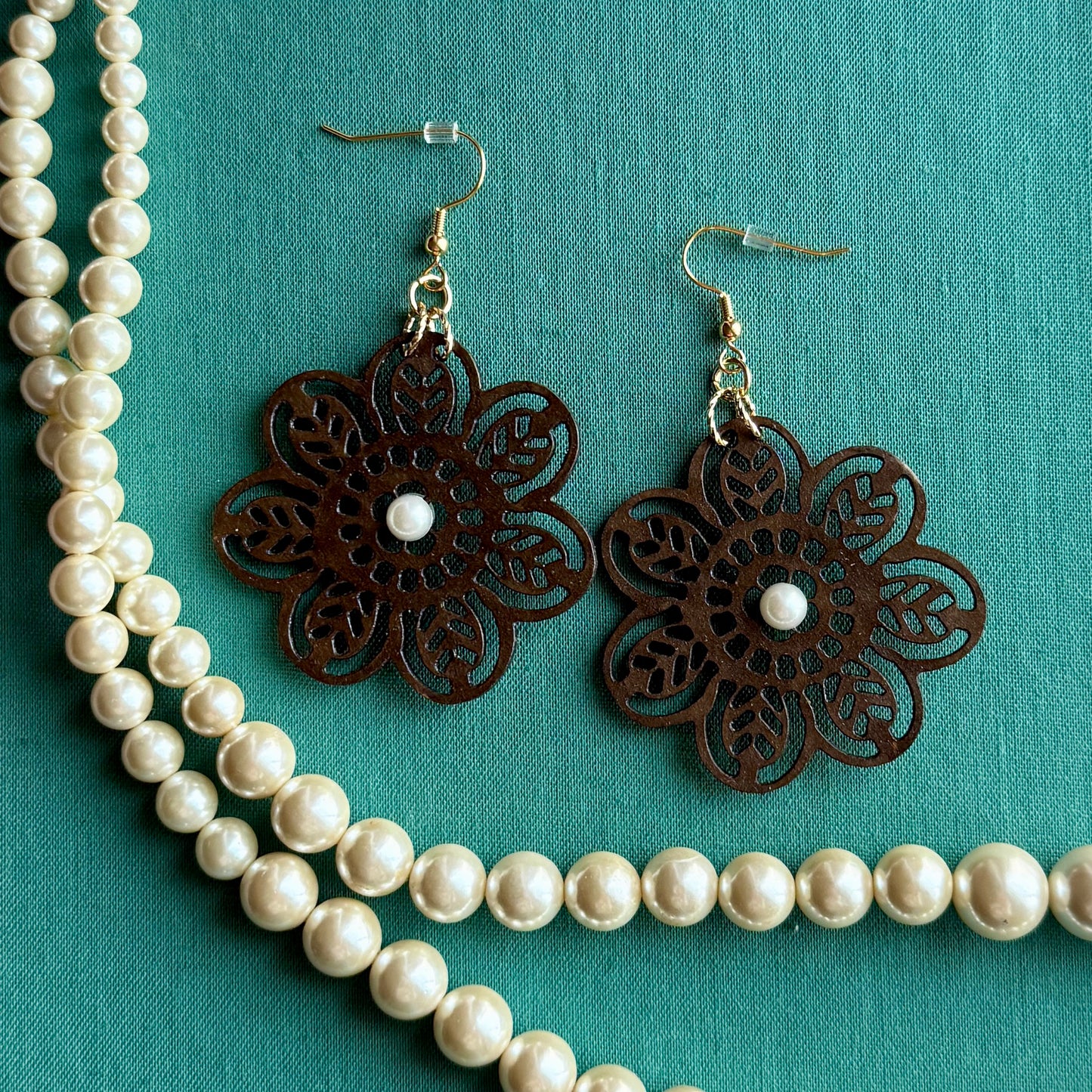 Chocolate Brown Flower Earrings