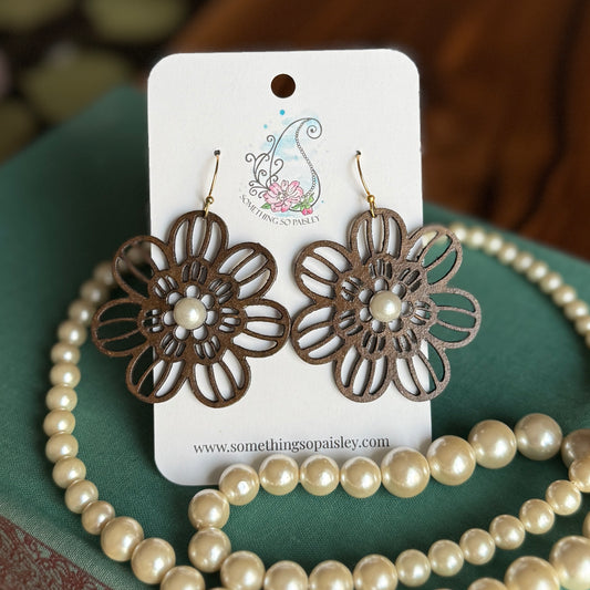Chocolate Brown Flower Earrings