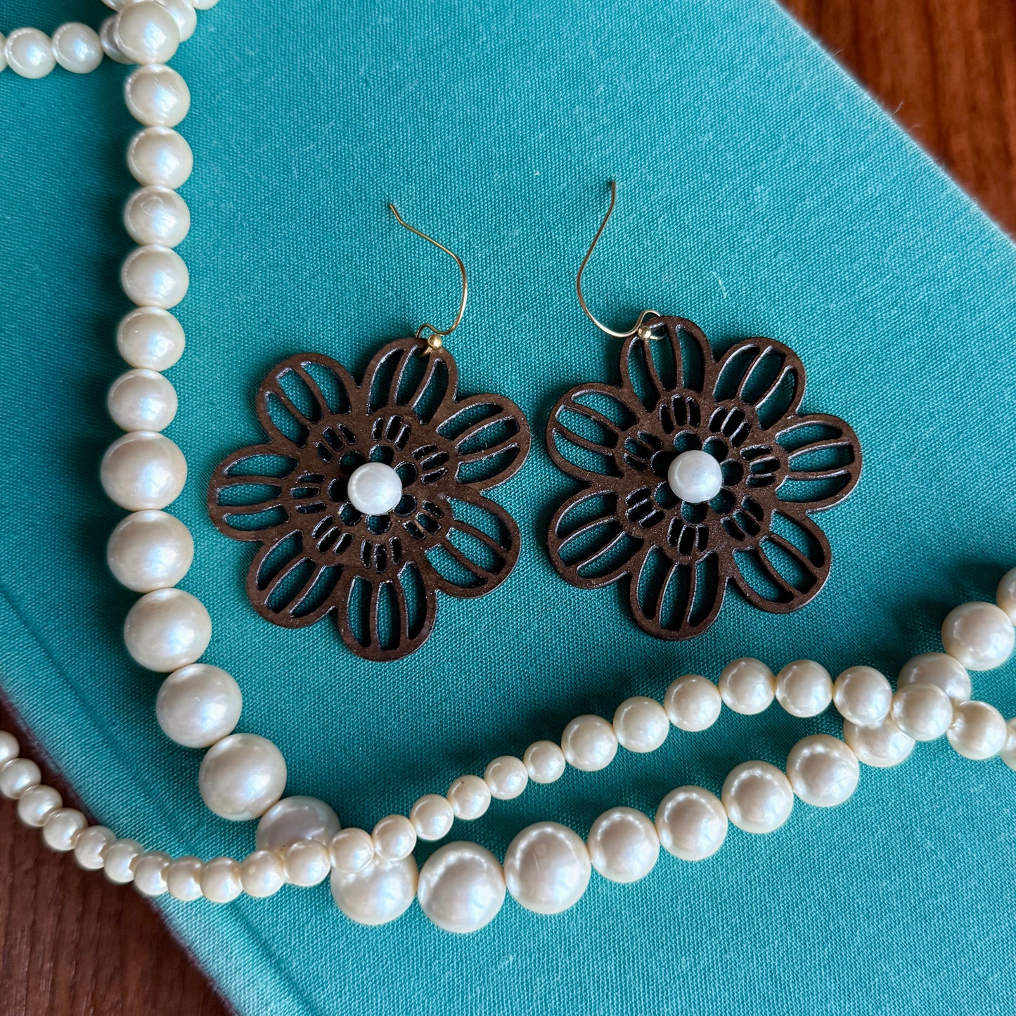 Chocolate Brown Flower Earrings