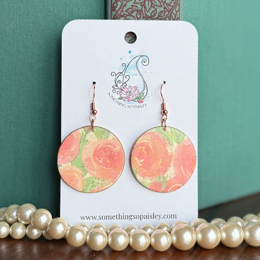 Tea Rose Small Circle Earrings